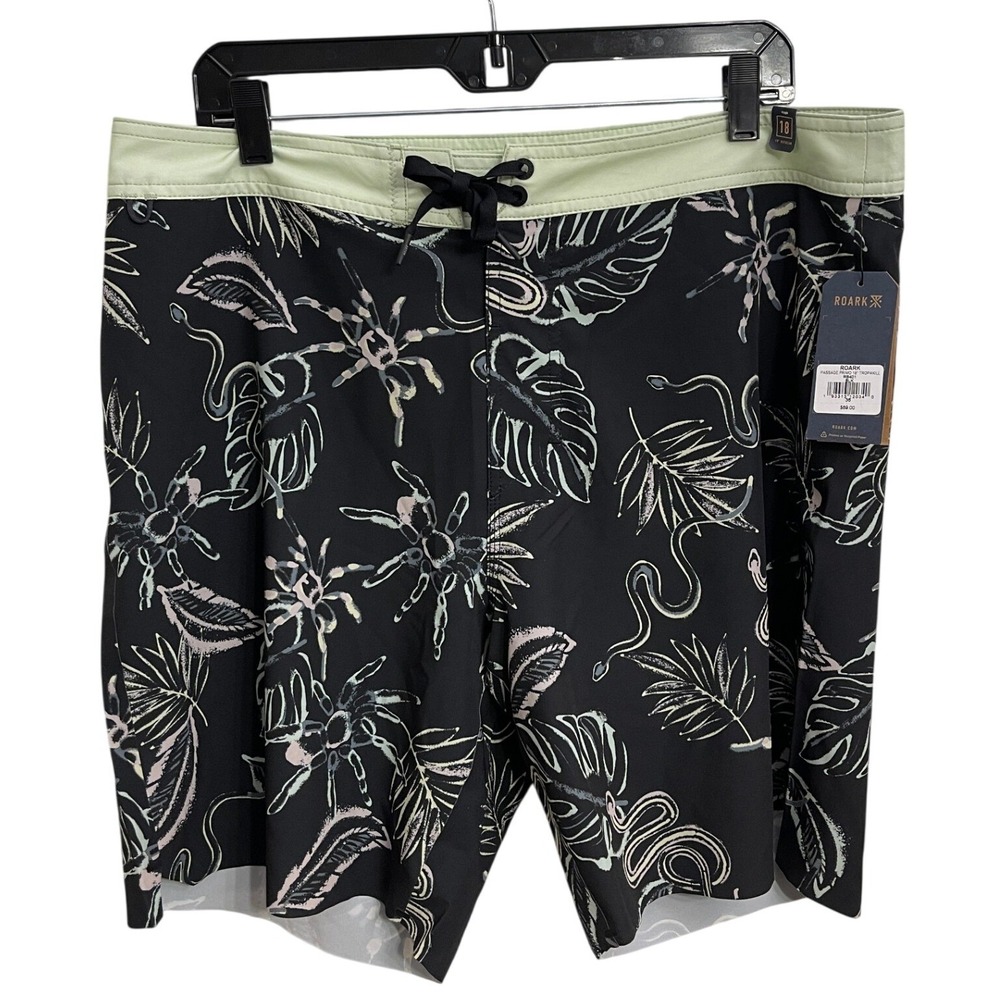NWT Roark Passage Primo 18" Tropakill Boardshorts‎ Black Vacation Resort 36 (L)